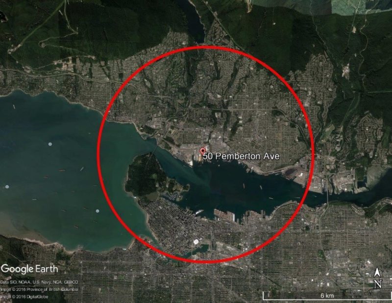 5km radius map for the project