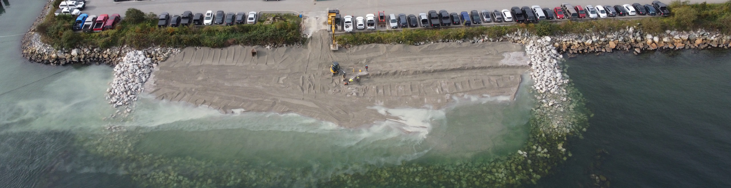 overhead view of project site, looking east