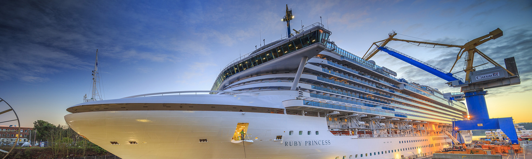 cruise ship in drydock at victoria shipyards
