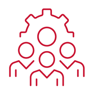 Workers and cog icon