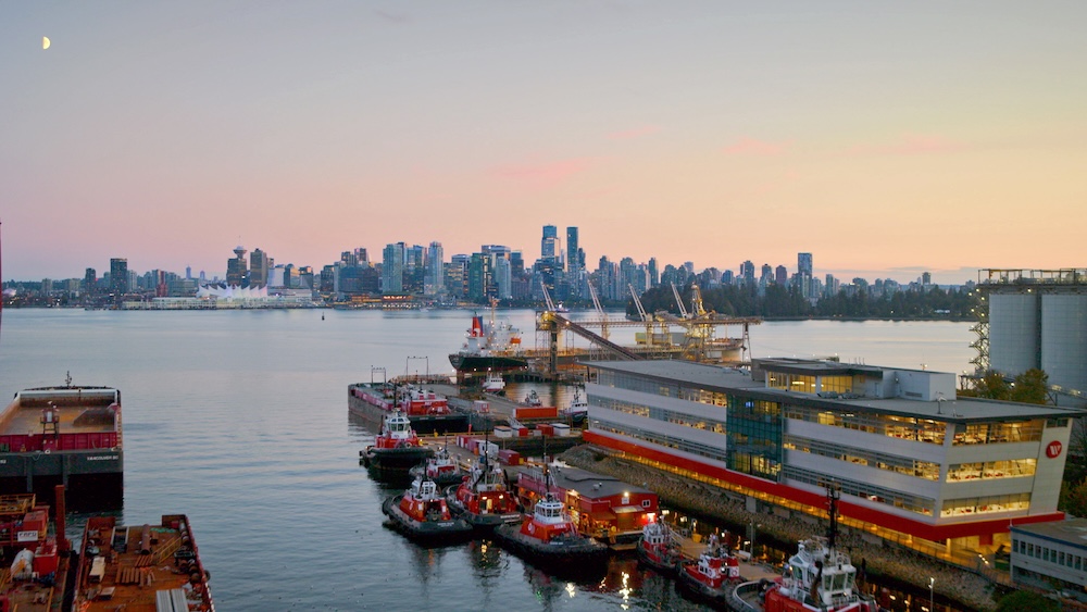 aerial view of seaspan tugs docked at head office