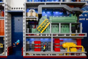Close-up shot of Polar Lego model engine room compartment