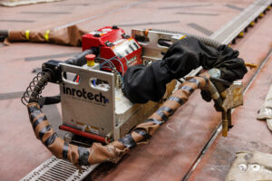 Inrotech robotic welding machine on a ship block
