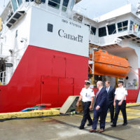 CEO Mark Lamarre and CPO John McCarthy of Seaspan Shipyards with Canadian Coast Guard officials.