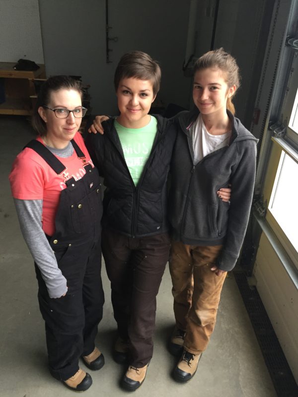 From L-R: Lyndsey, Erika and Carley, Students at Camosun College, in the Trades Skills Foundation Program – Marine