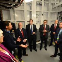 The Honourable Jonathan Wilkinson tours the CCGS Sir John Franklin with officials from the Canadian Coast Guard and Seaspan Shipyards.